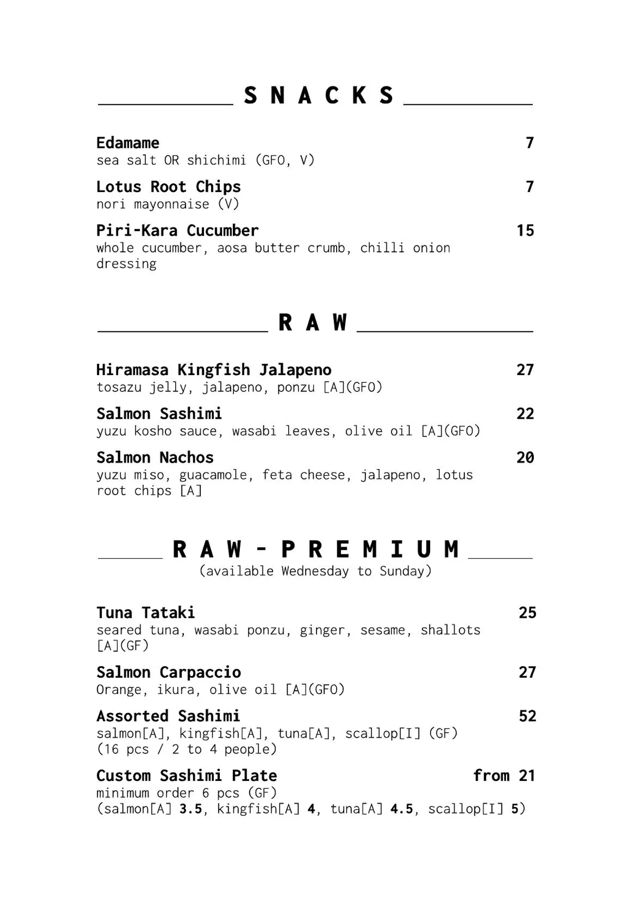 Osaka Trading menu, page 2