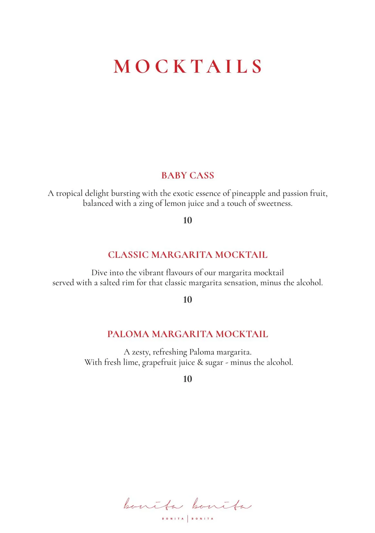 Bonita Bonita menu, page 14