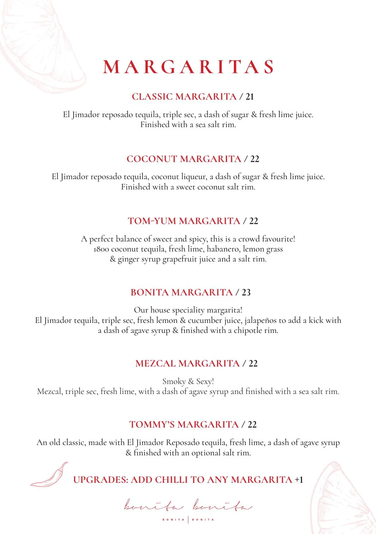 Bonita Bonita menu, page 8