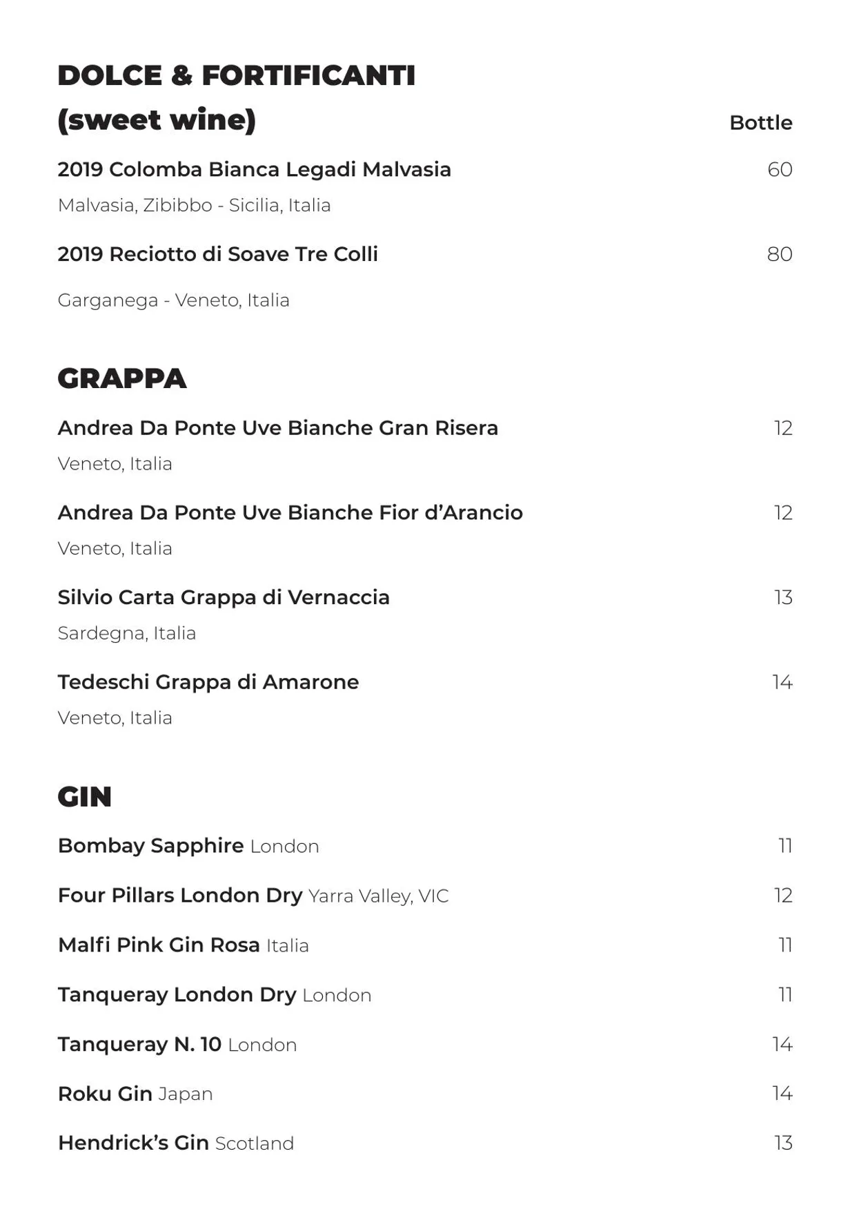 Cent' Anni menu, page 17