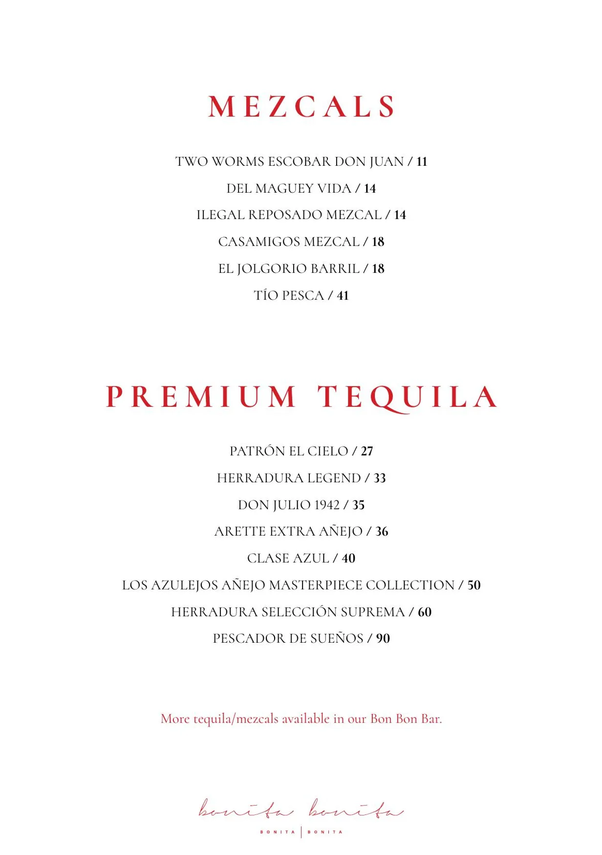 Bonita Bonita menu, page 16