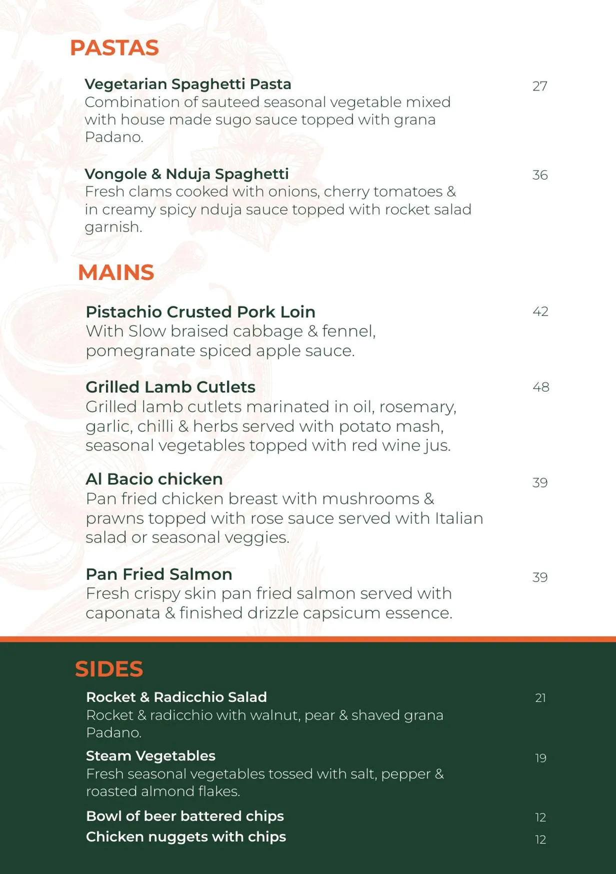 Milano menu, page 3