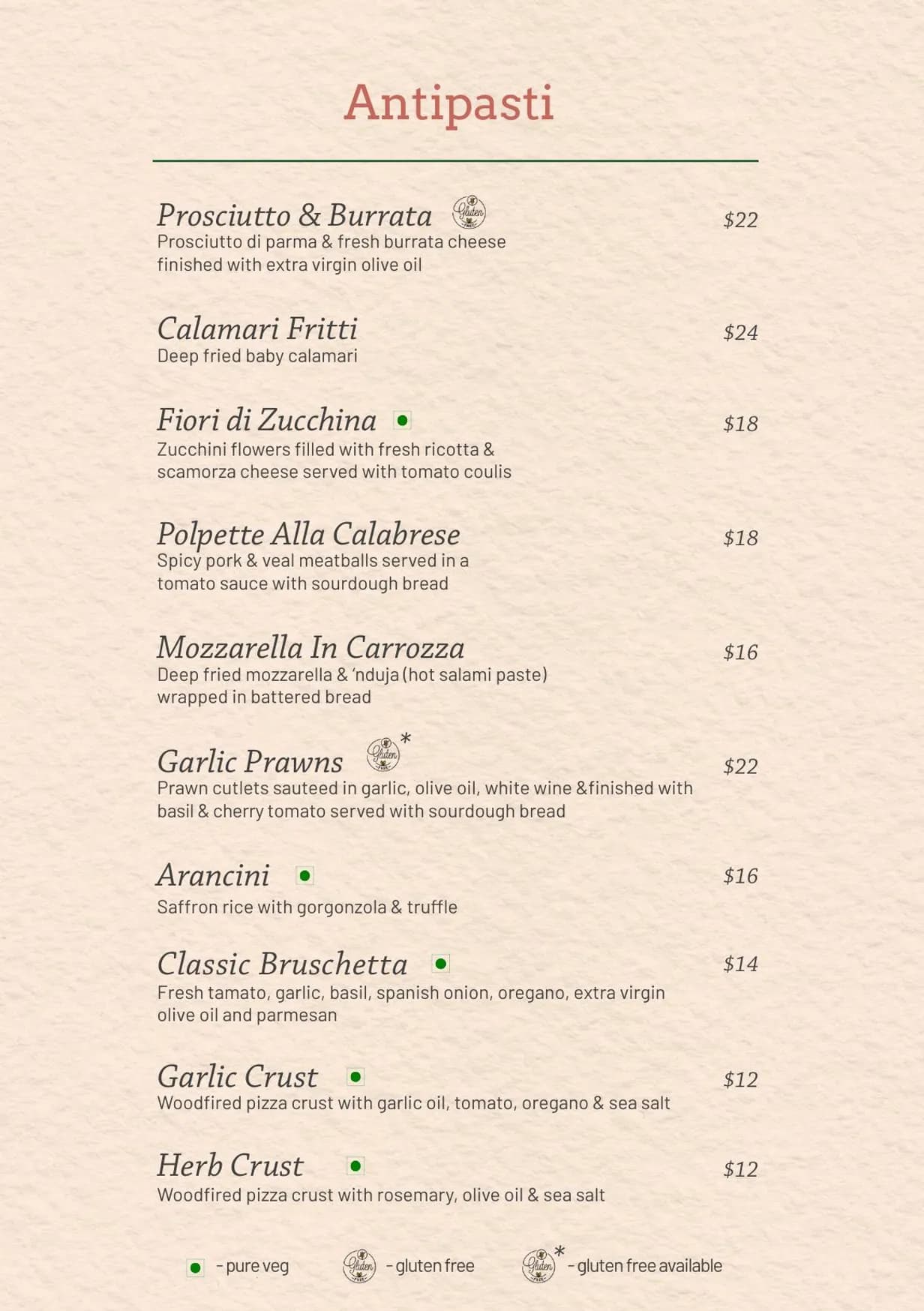 Aperitivo menu, page 1