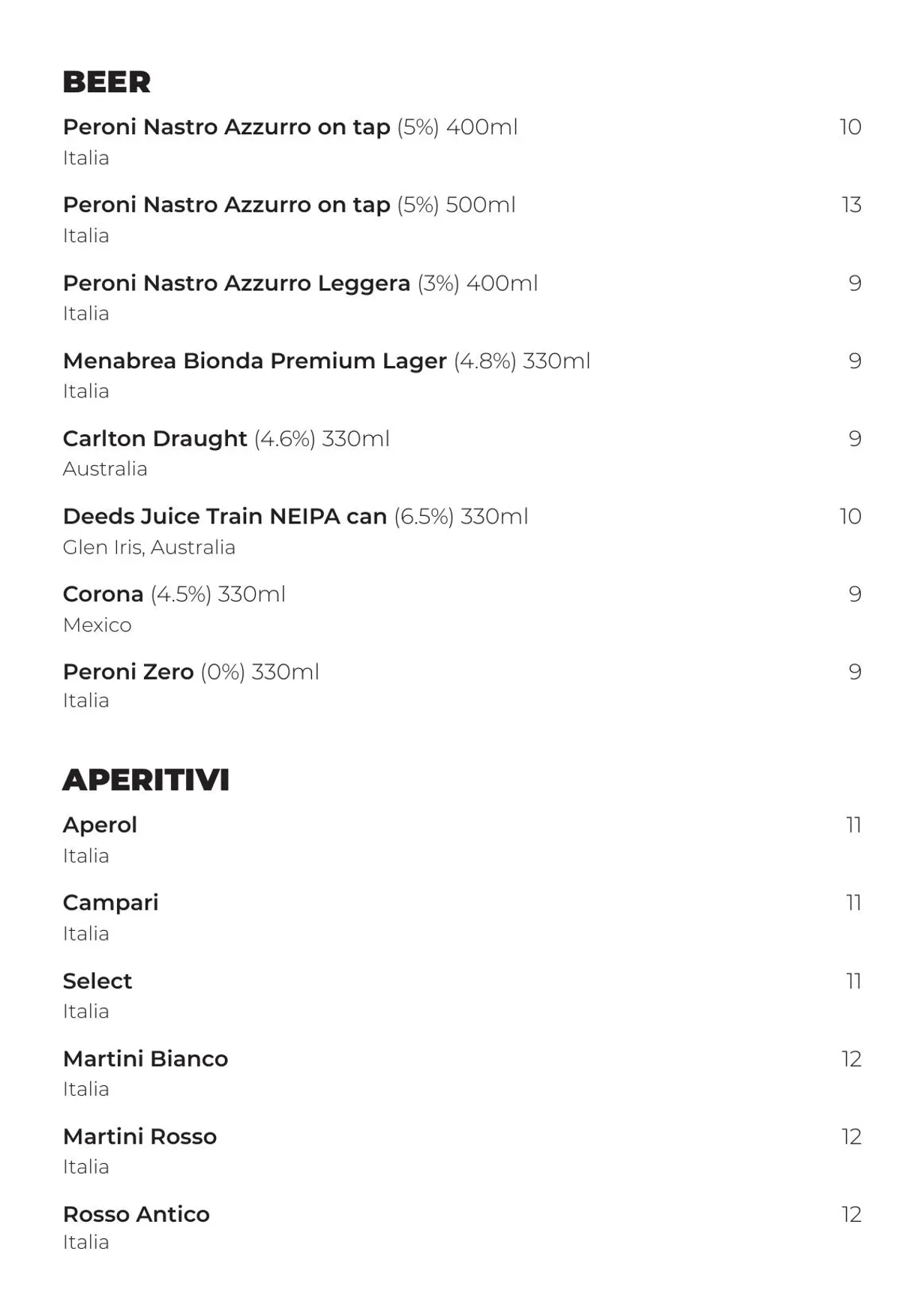 Cent' Anni menu, page 10