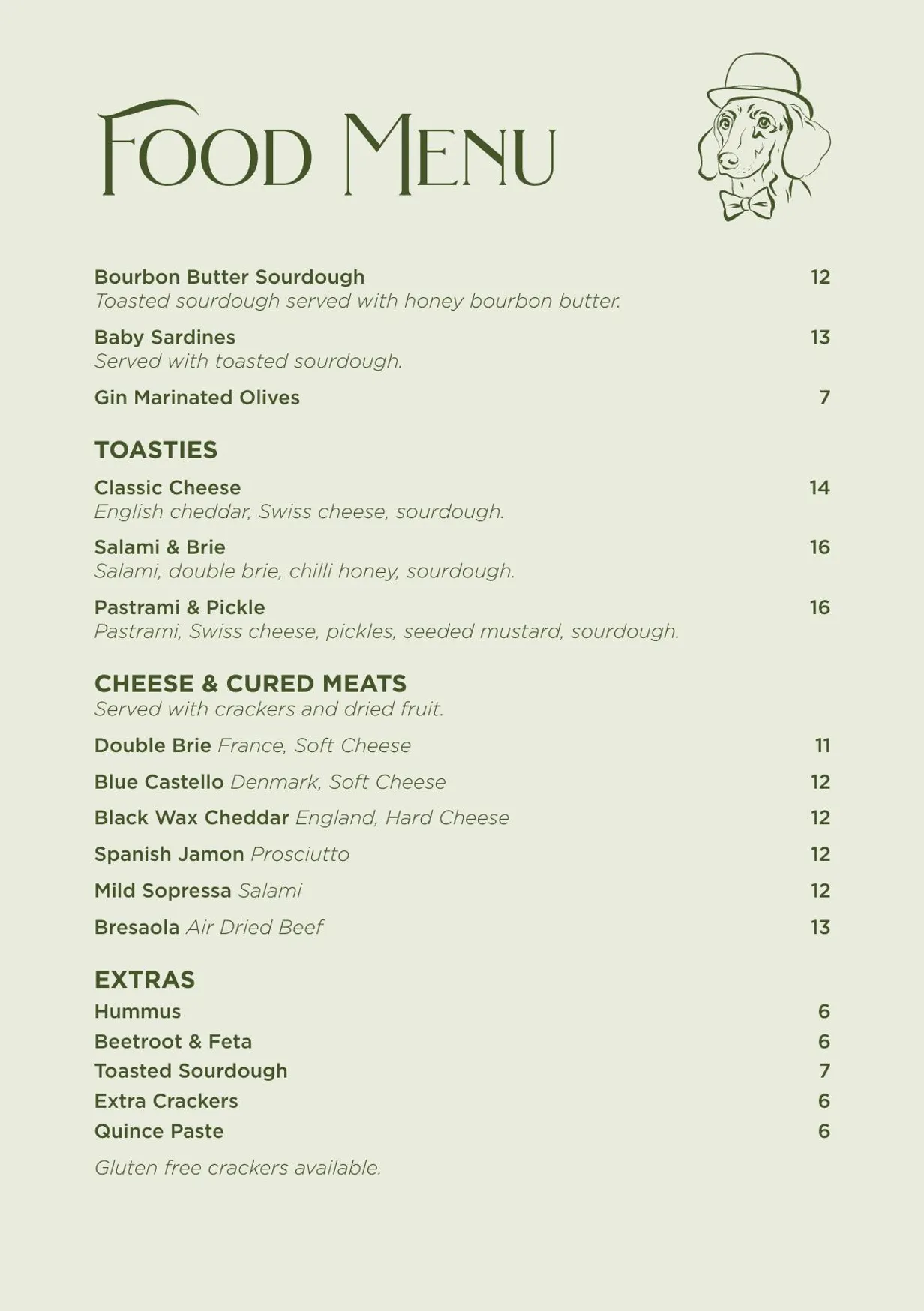 The Hound Small Bar menu, page 1