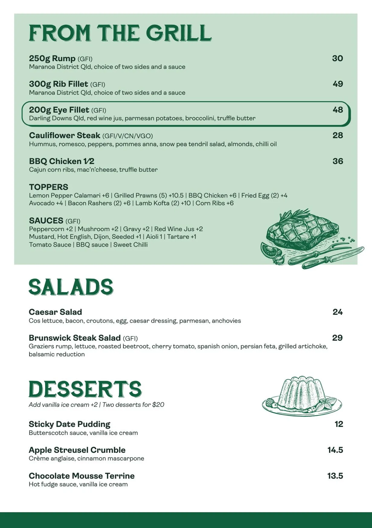 Brunswick Hotel menu, page 4