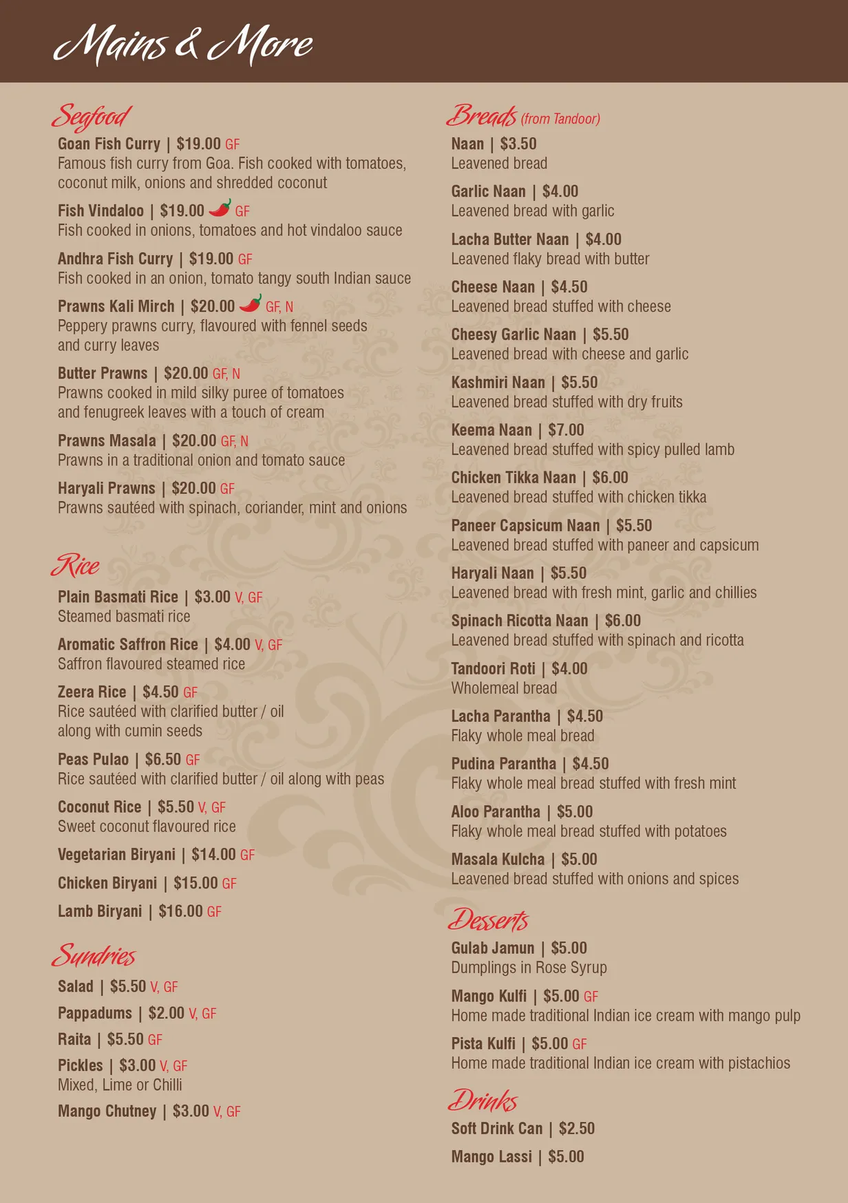 Jashn menu, page 3