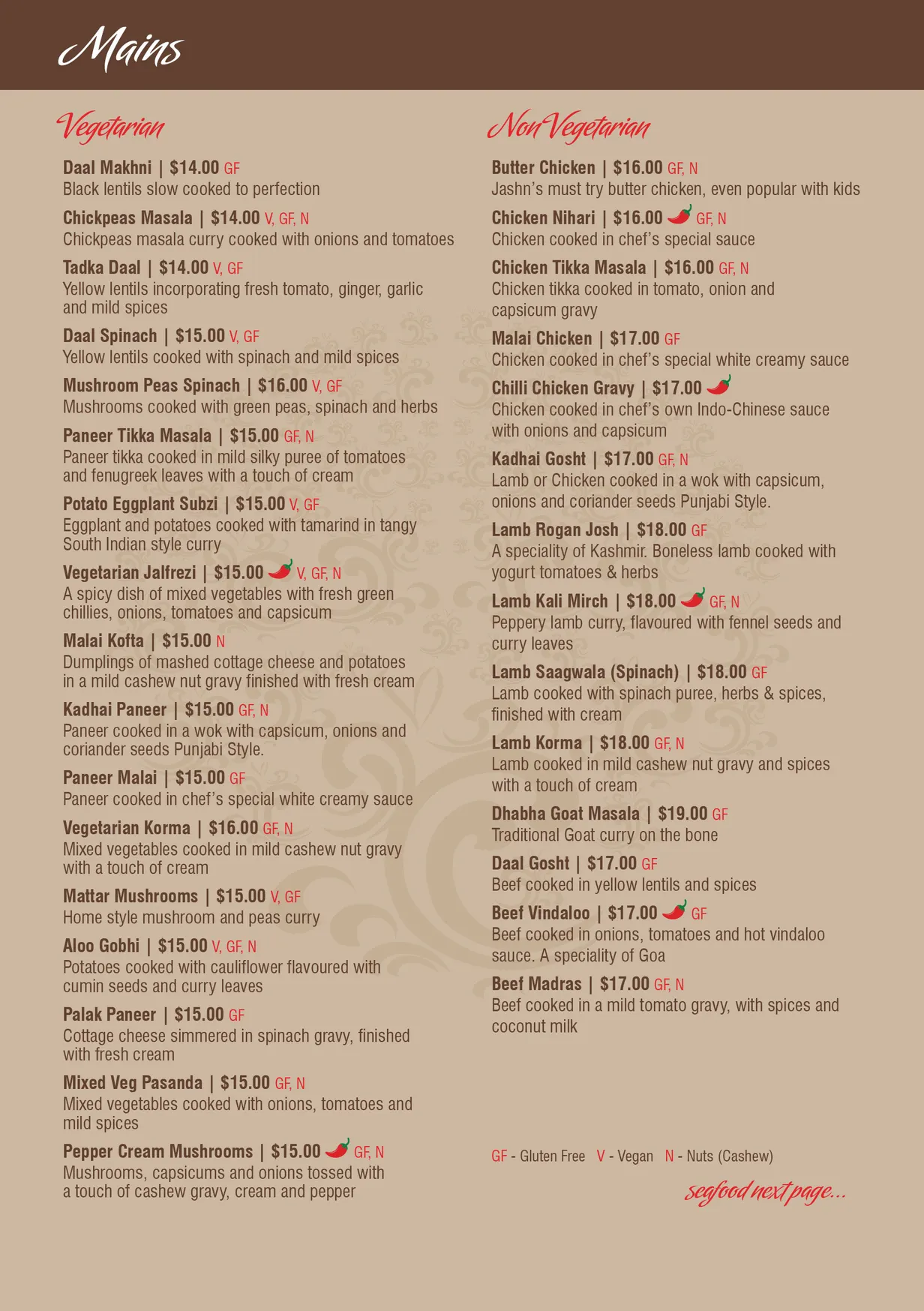 Jashn menu, page 2
