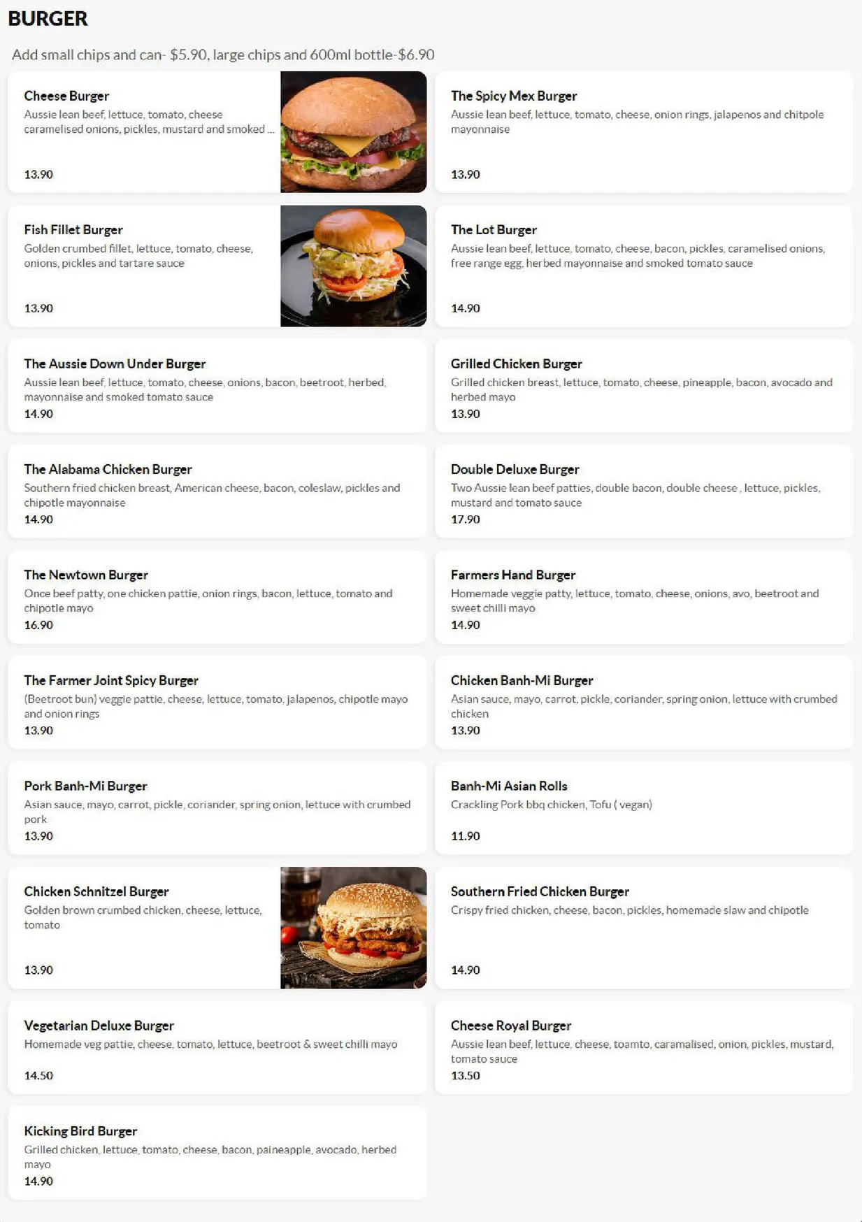 The Newtown Corner menu, page 2