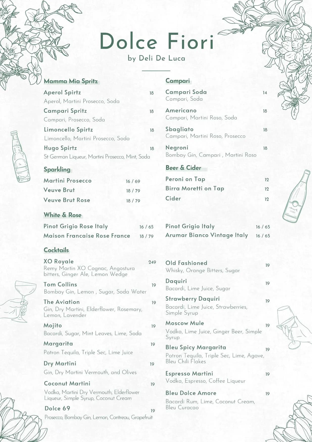 Dolce Fiori menu, page 3