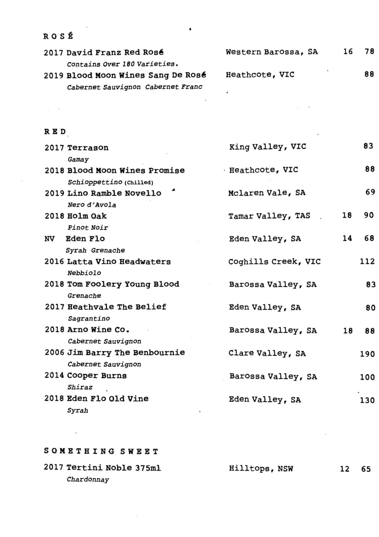 Hartsyard menu, page 3