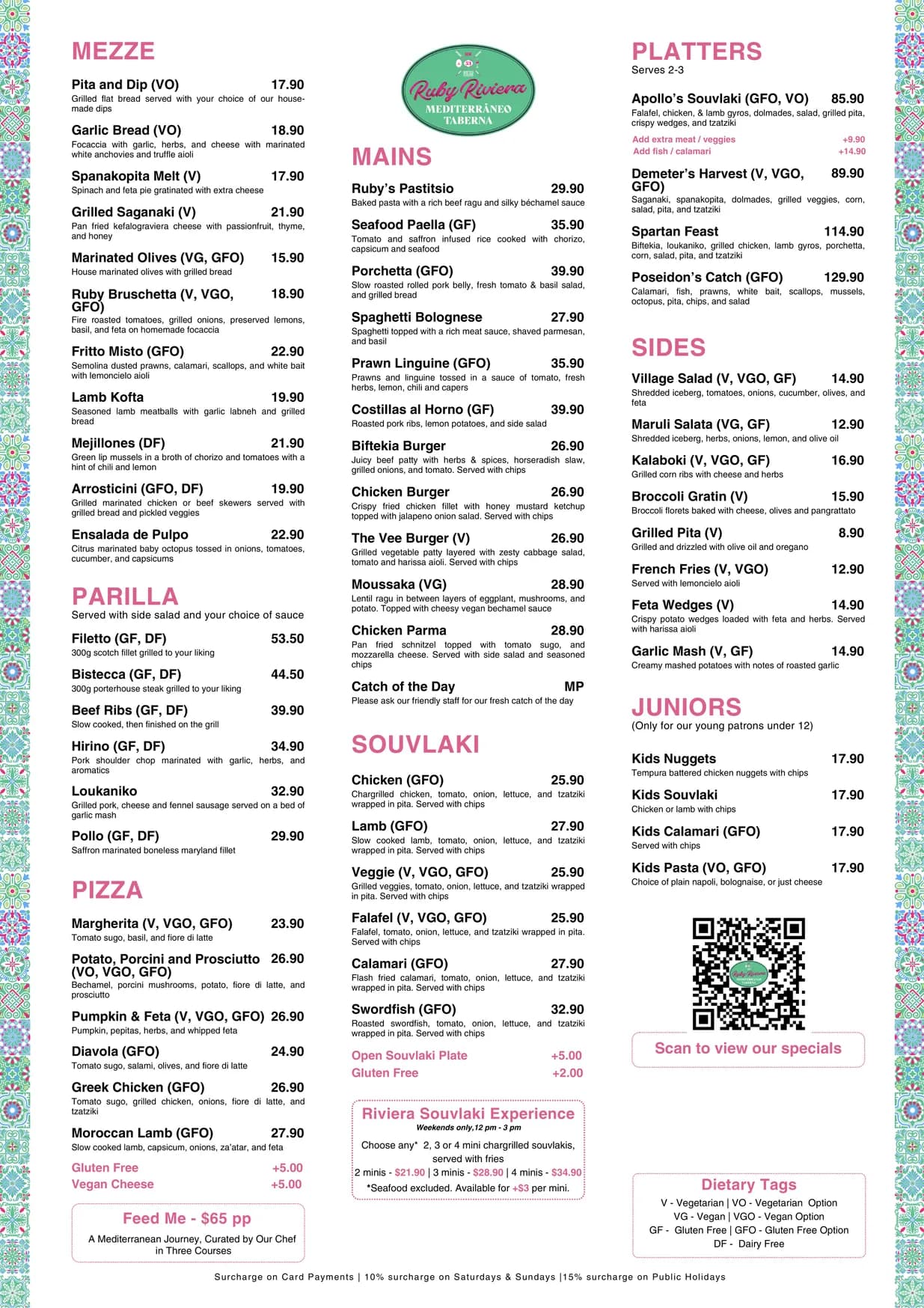 Ruby Riviera menu, page 1