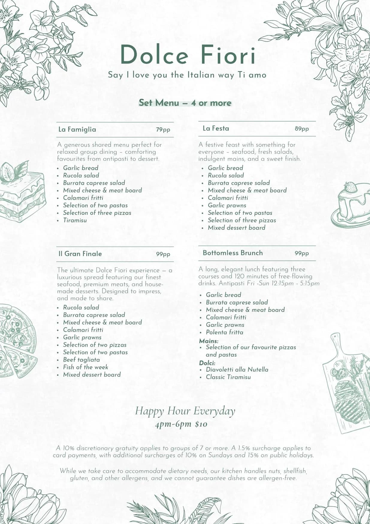 Dolce Fiori menu, page 5