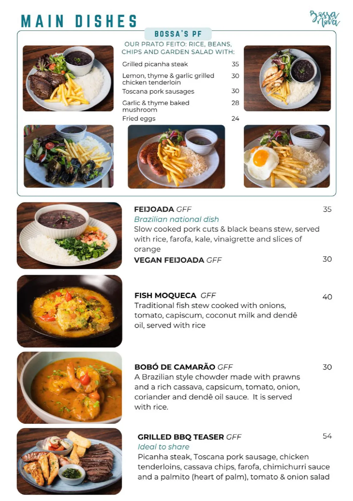 Bossa Nova menu, page 2