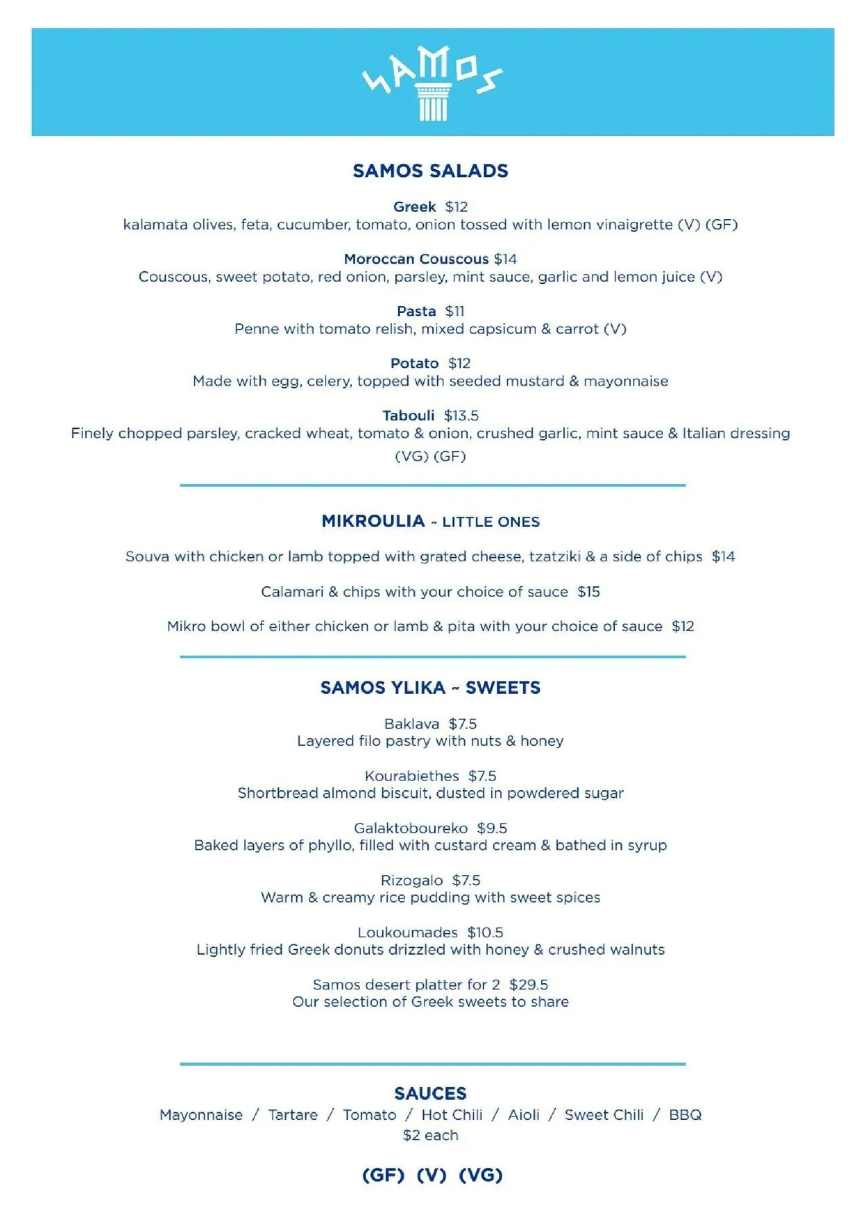 Samos Kitchen & Bar menu, page 2
