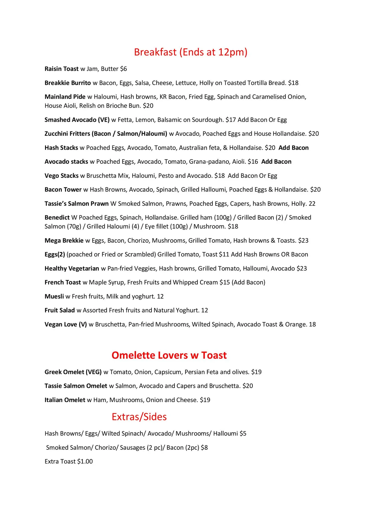 Ciao Bello menu, page 4