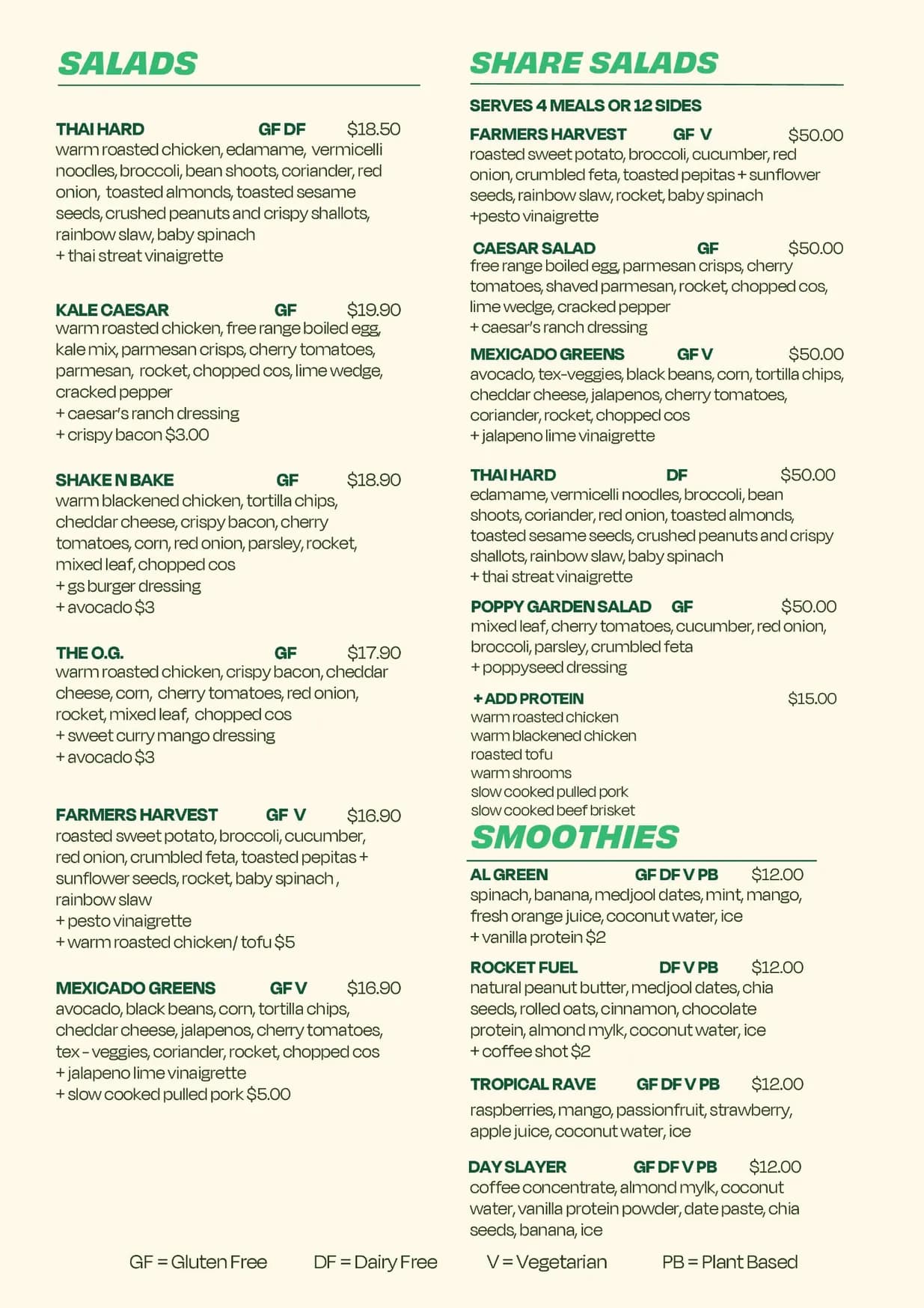 Greenstreat Fitzroy menu, page 2