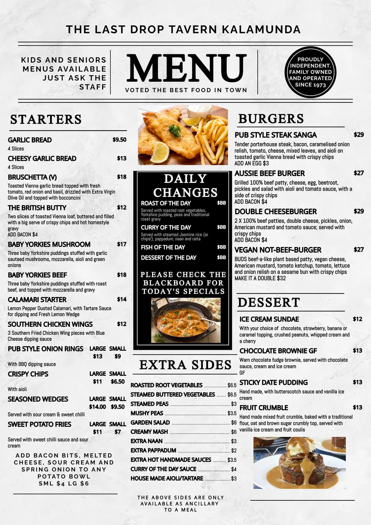 The Best Drop Tavern menu, page 2