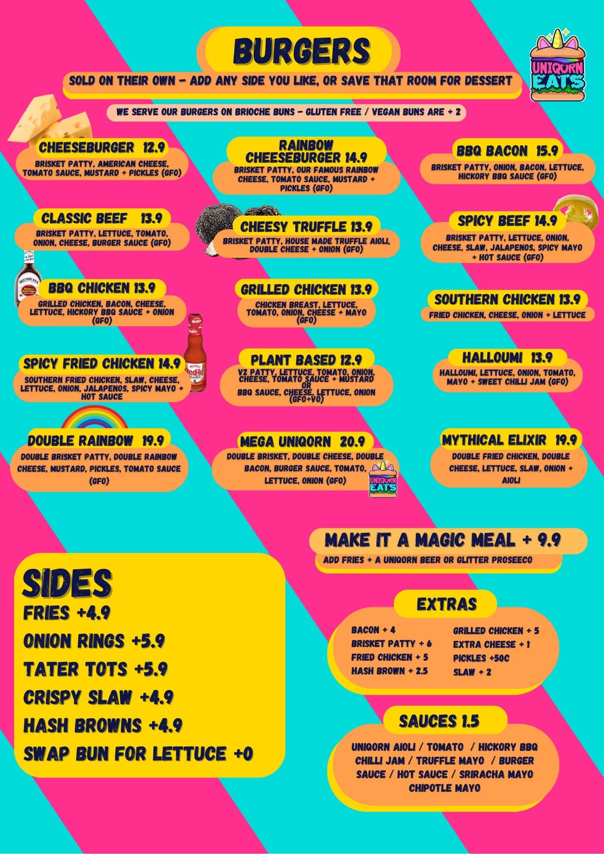 Uniqorn Eats menu, page 3