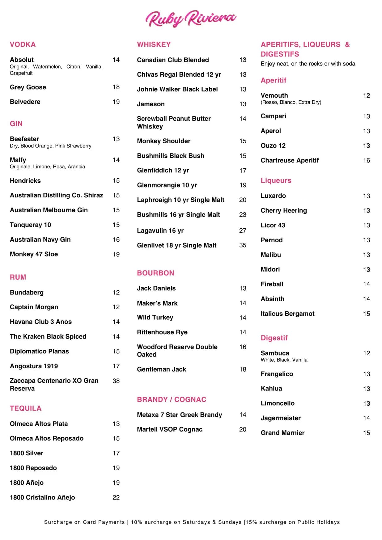 Ruby Riviera menu, page 4