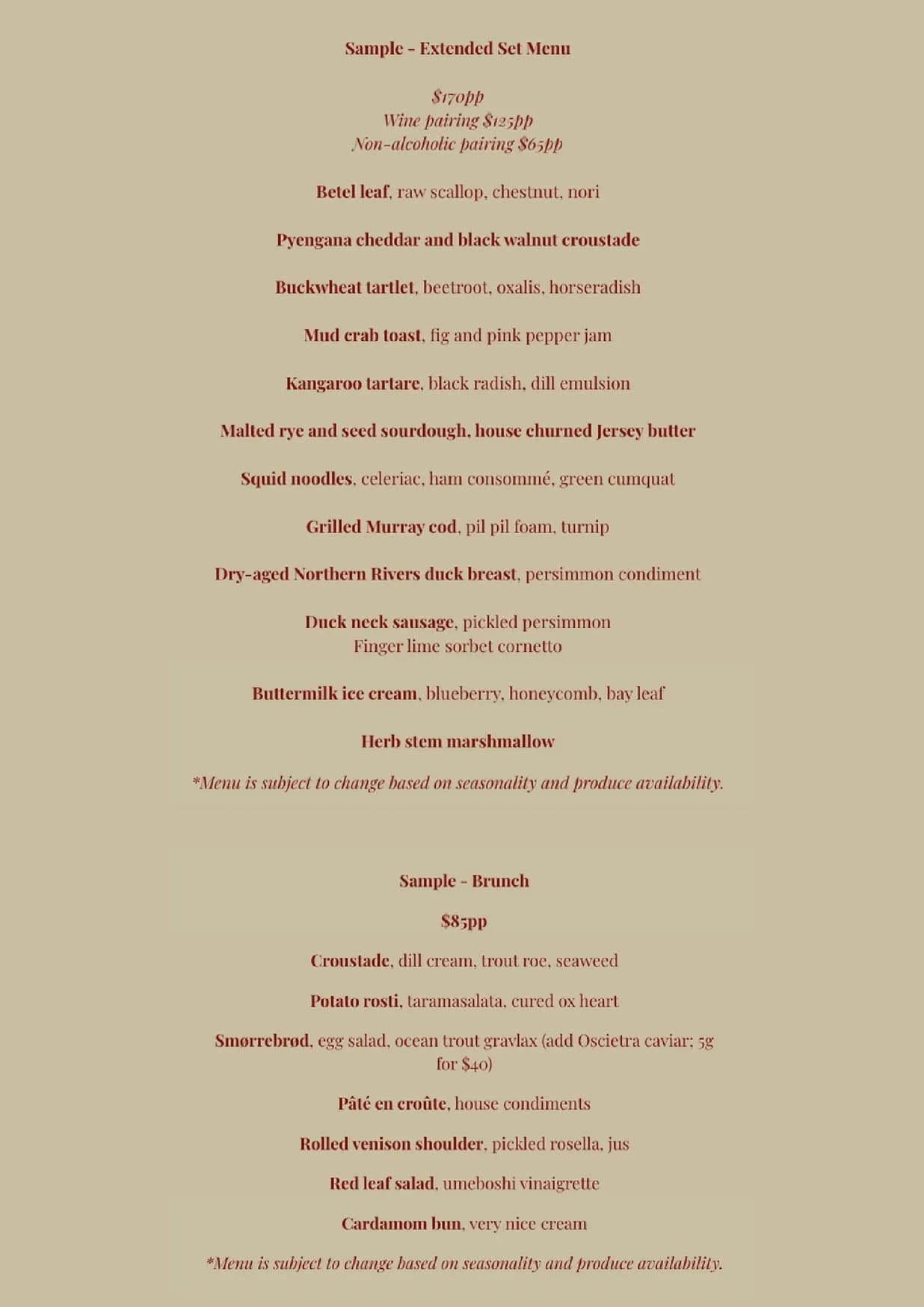 Restaurant Venner menu, page 2