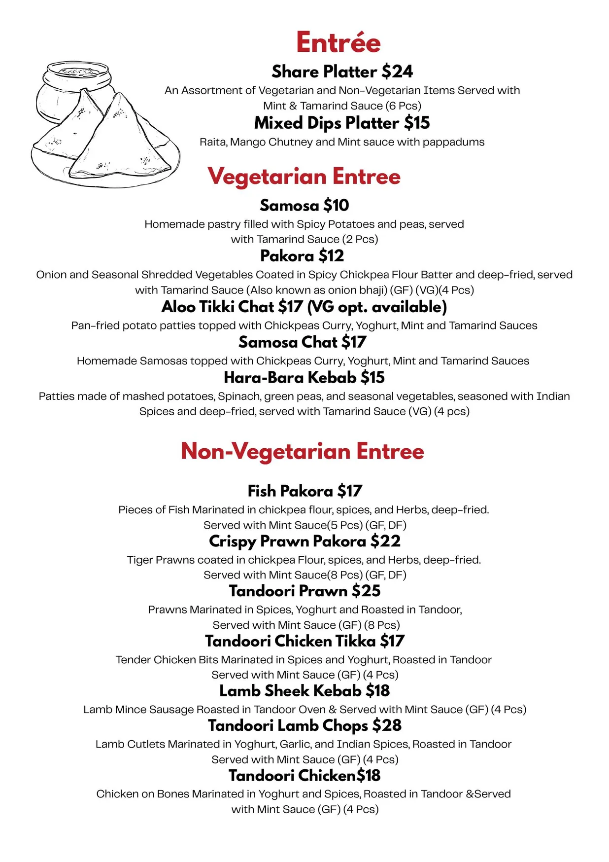 Indian Mehfil menu, page 2
