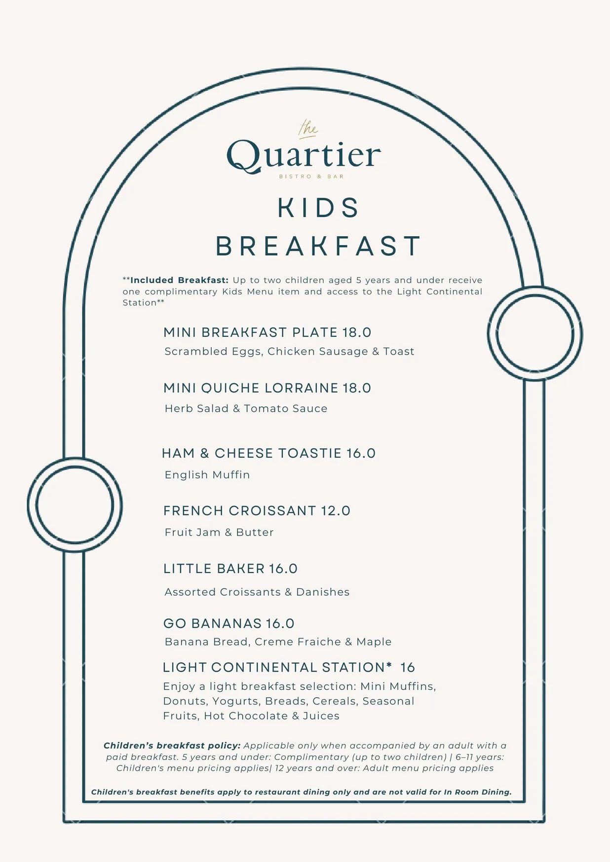 The Quartier menu, page 5