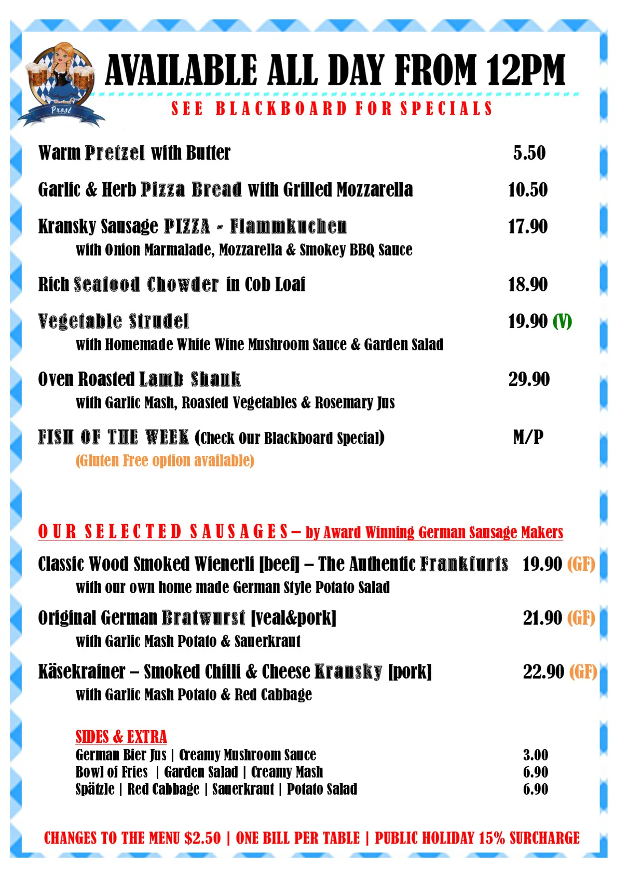 Bavarian Beach Bar & Cafe menu, page 1
