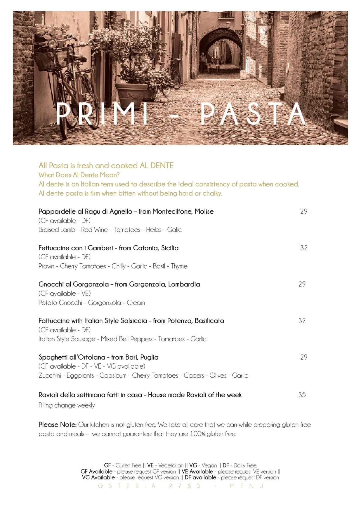 Osteria 2785 menu, page 3