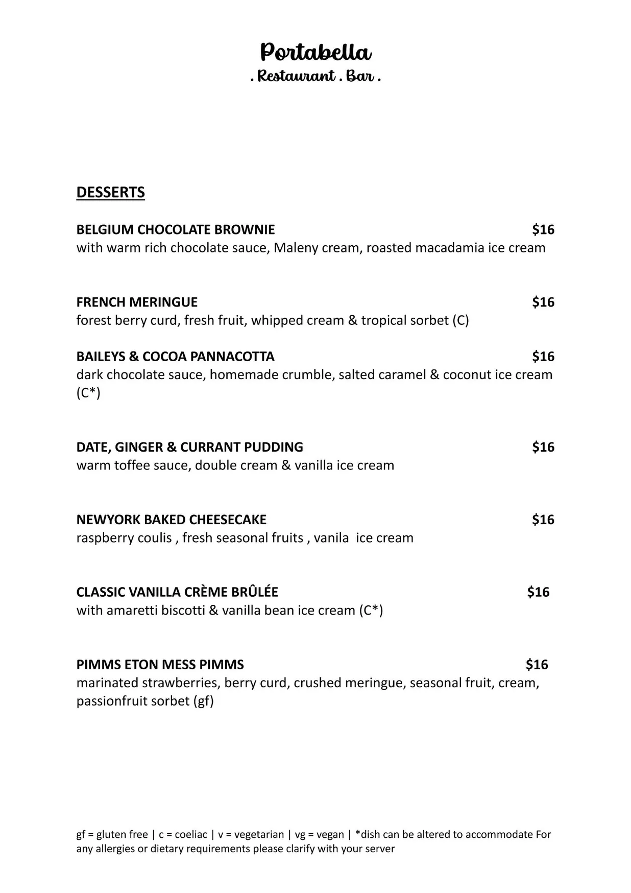 Portabella menu, page 3