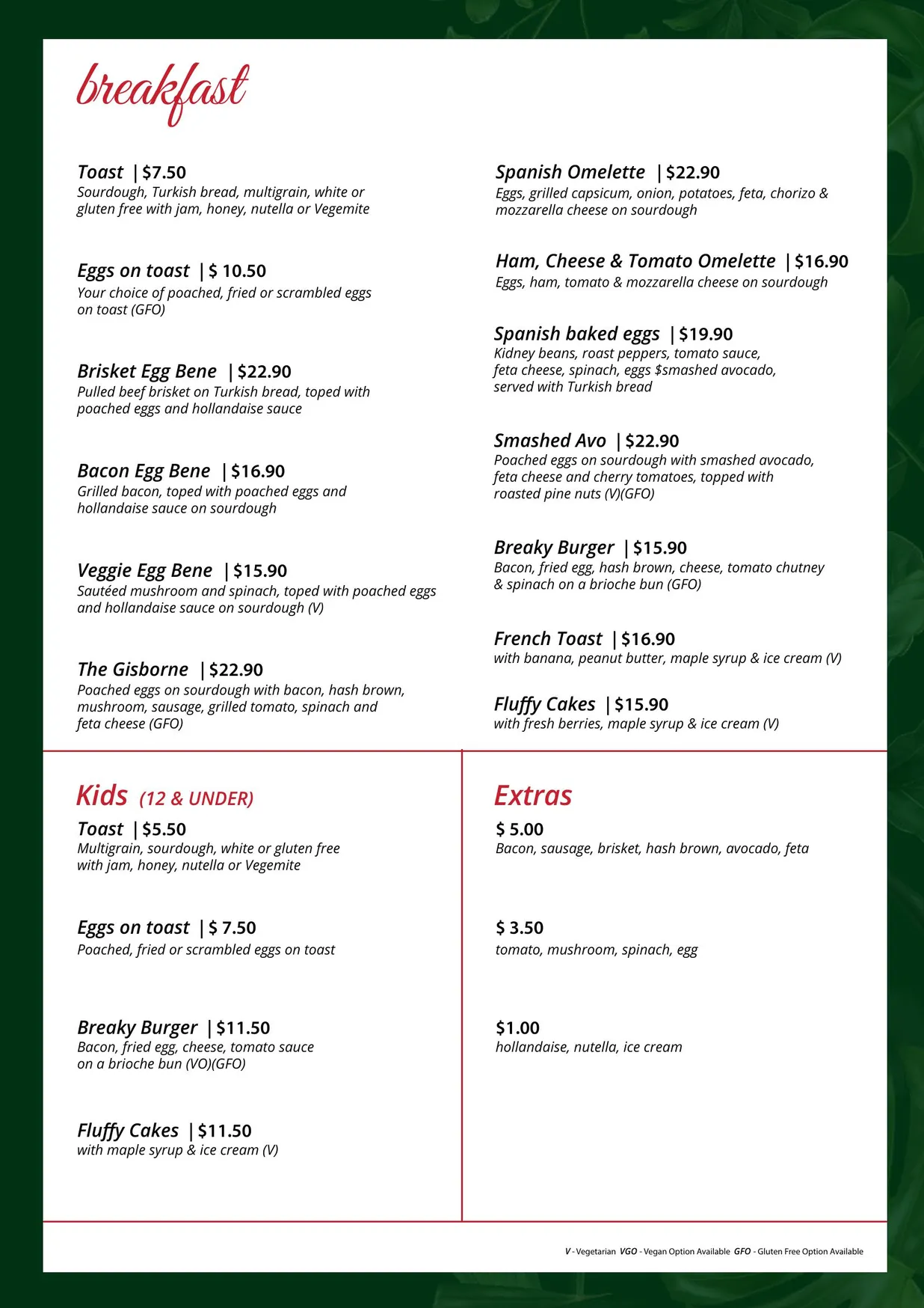 Gisborne Food and Wine Co menu, page 2