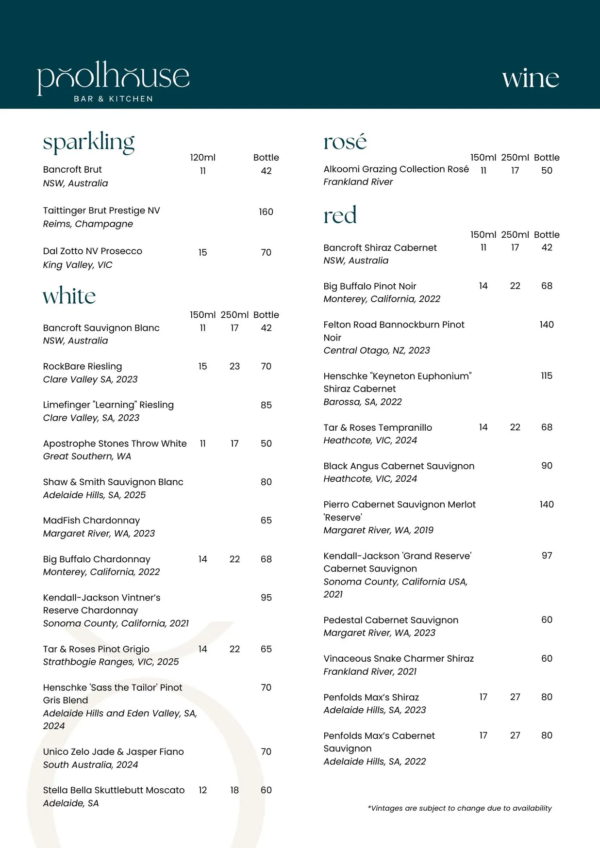 Poolhouse Bar & Kitchen menu, page 5