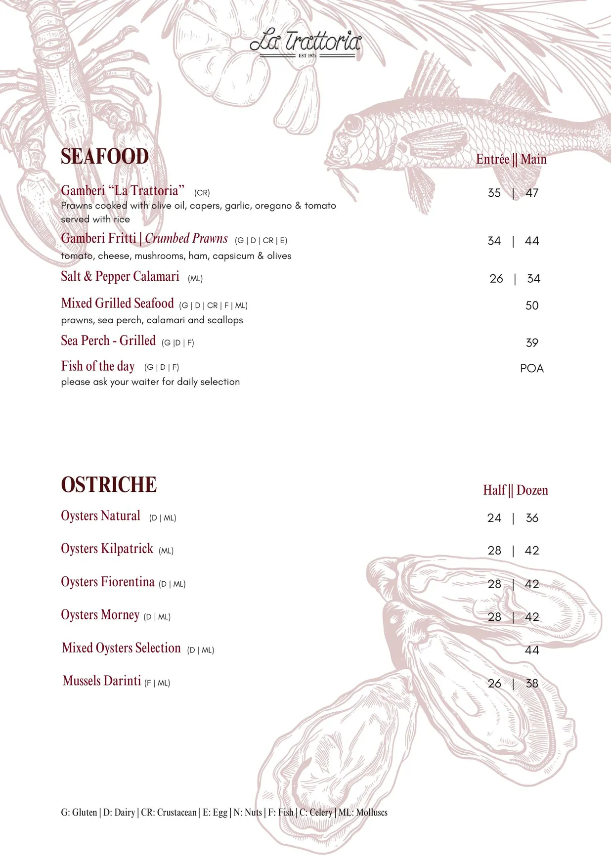 La Trattoria menu, page 7