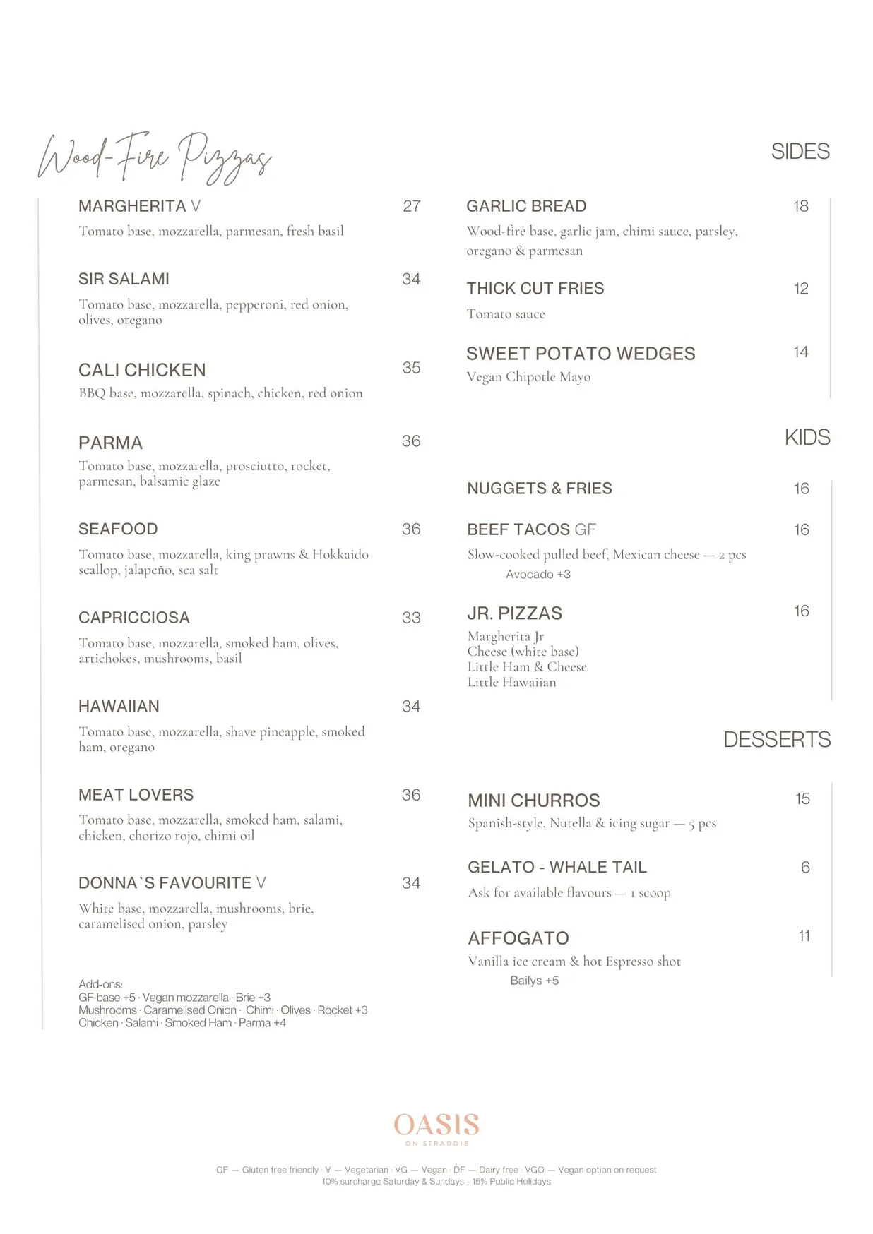 Oasis on Straddie menu, page 2