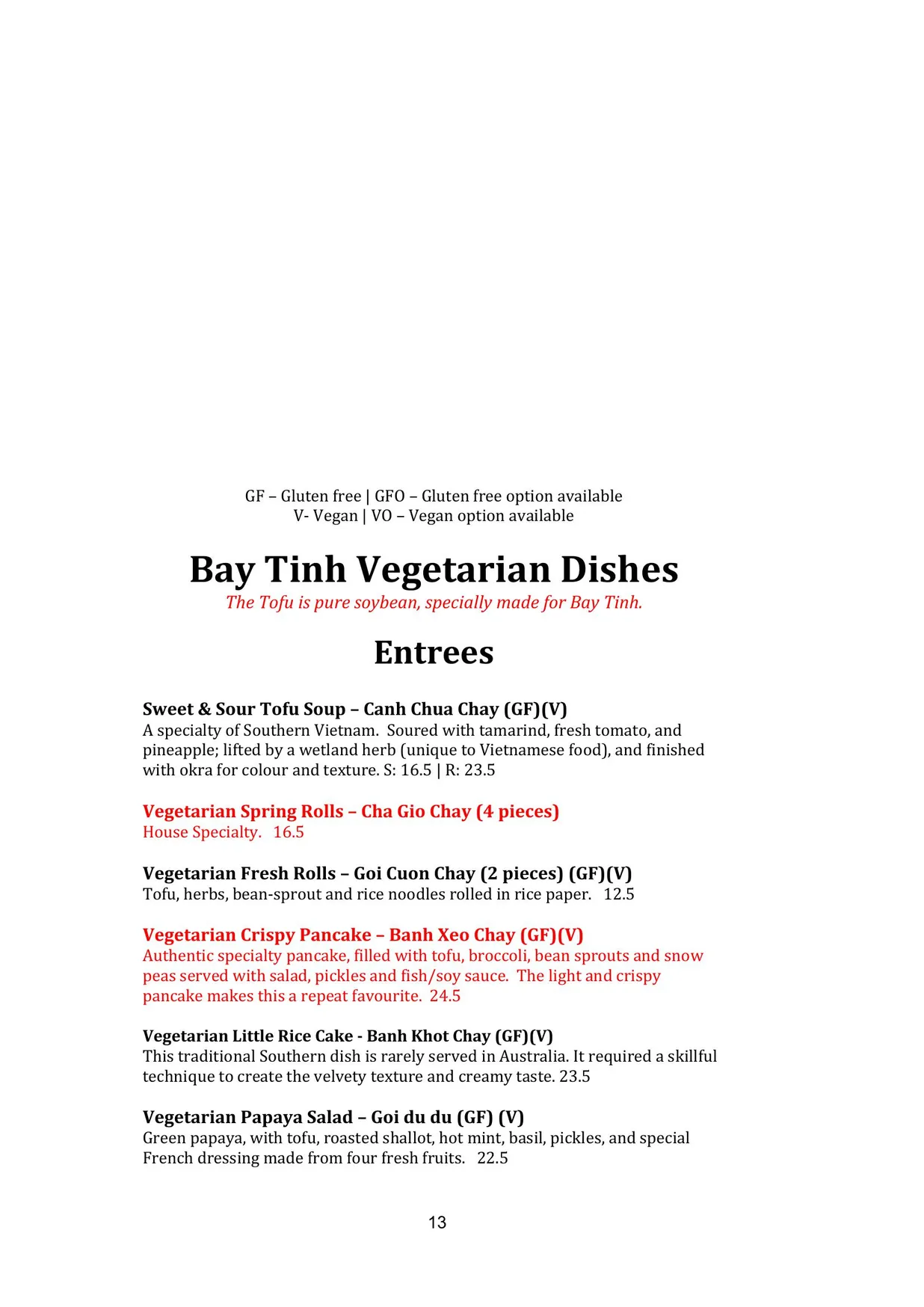 Bay Tinh menu, page 17