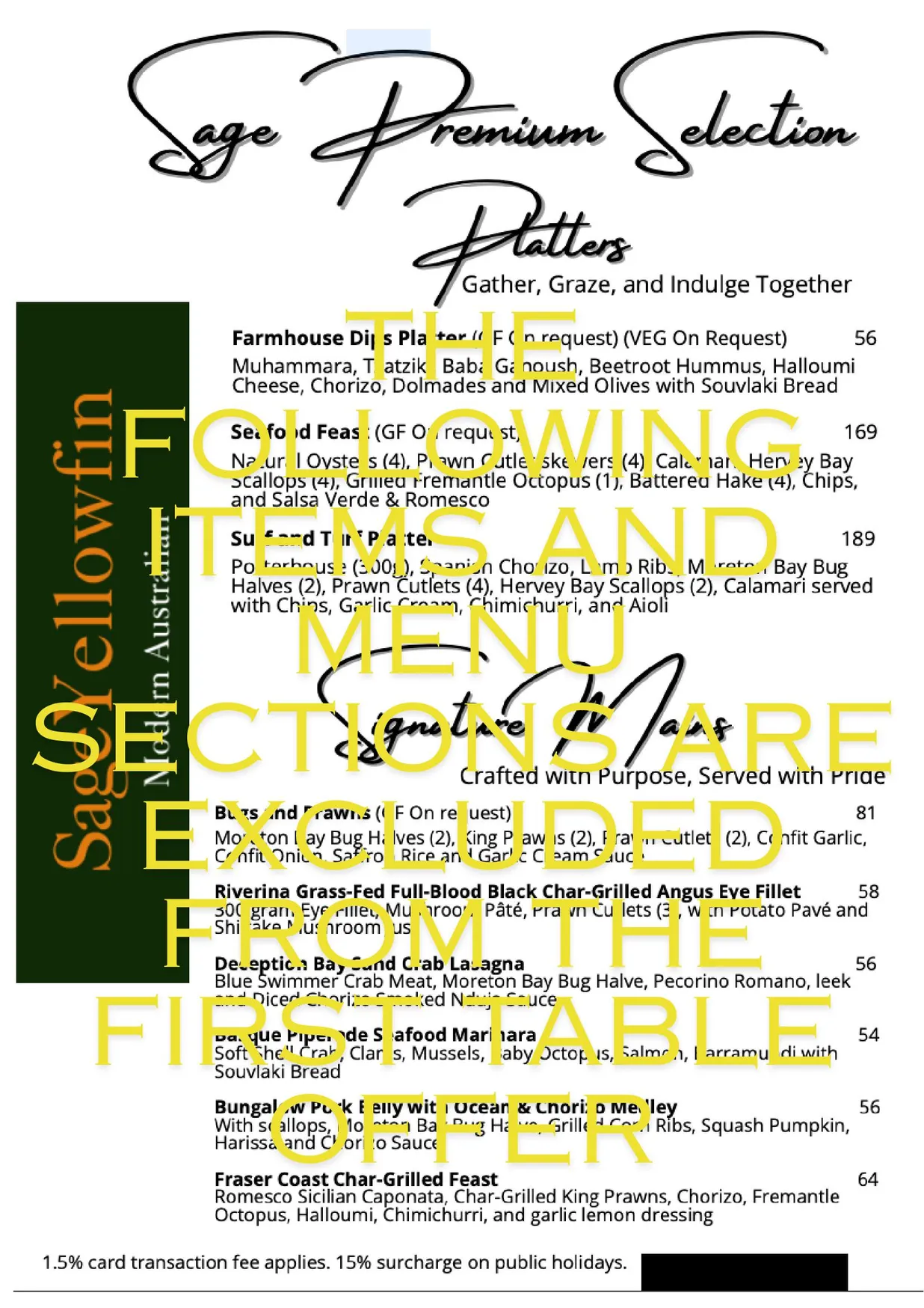 Sage Yellowfin menu, page 7