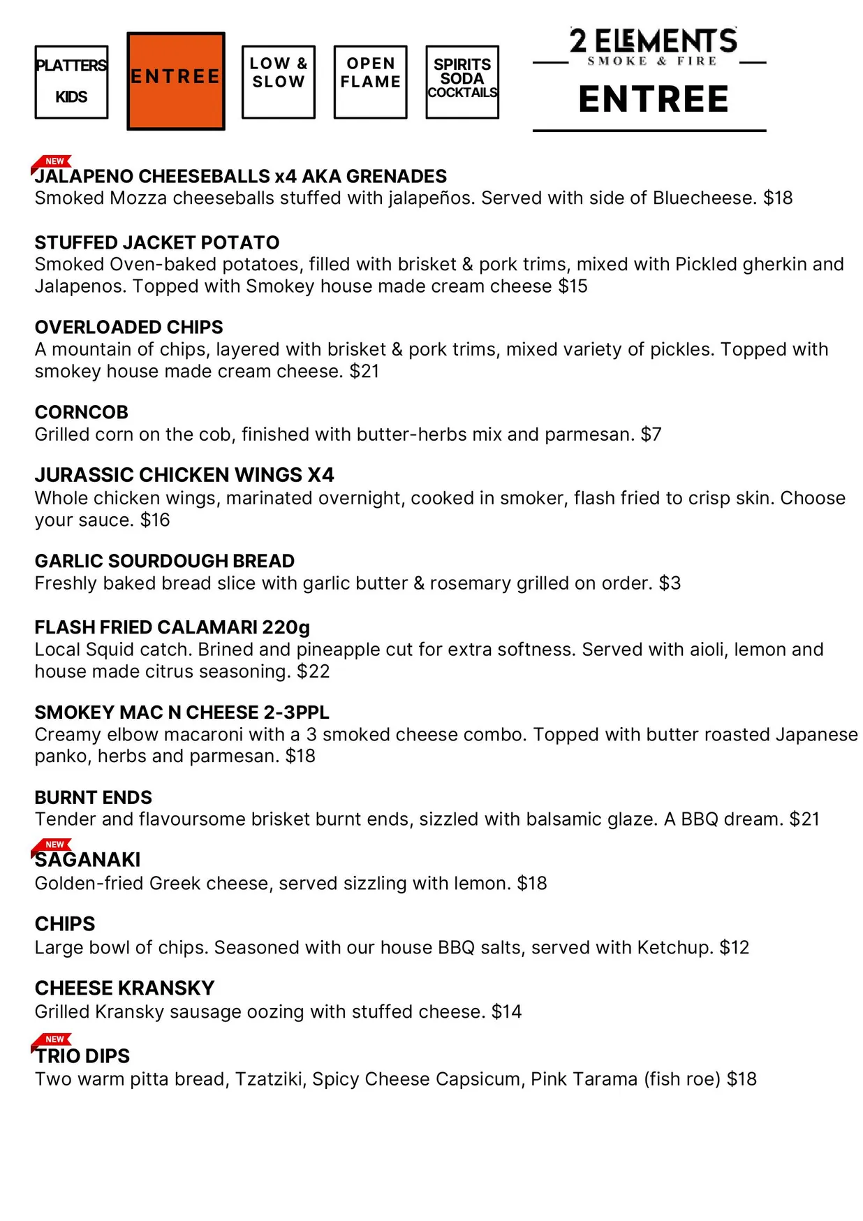 2 Elements Eastland menu, page 3
