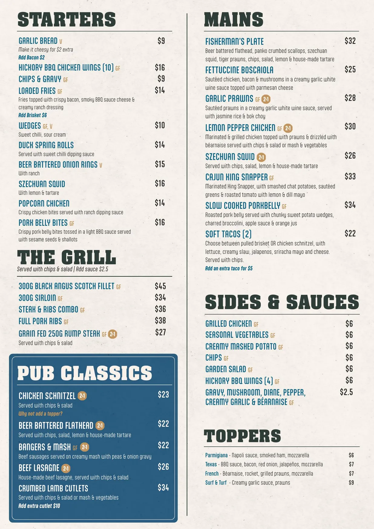 Bago Tavern menu, page 2