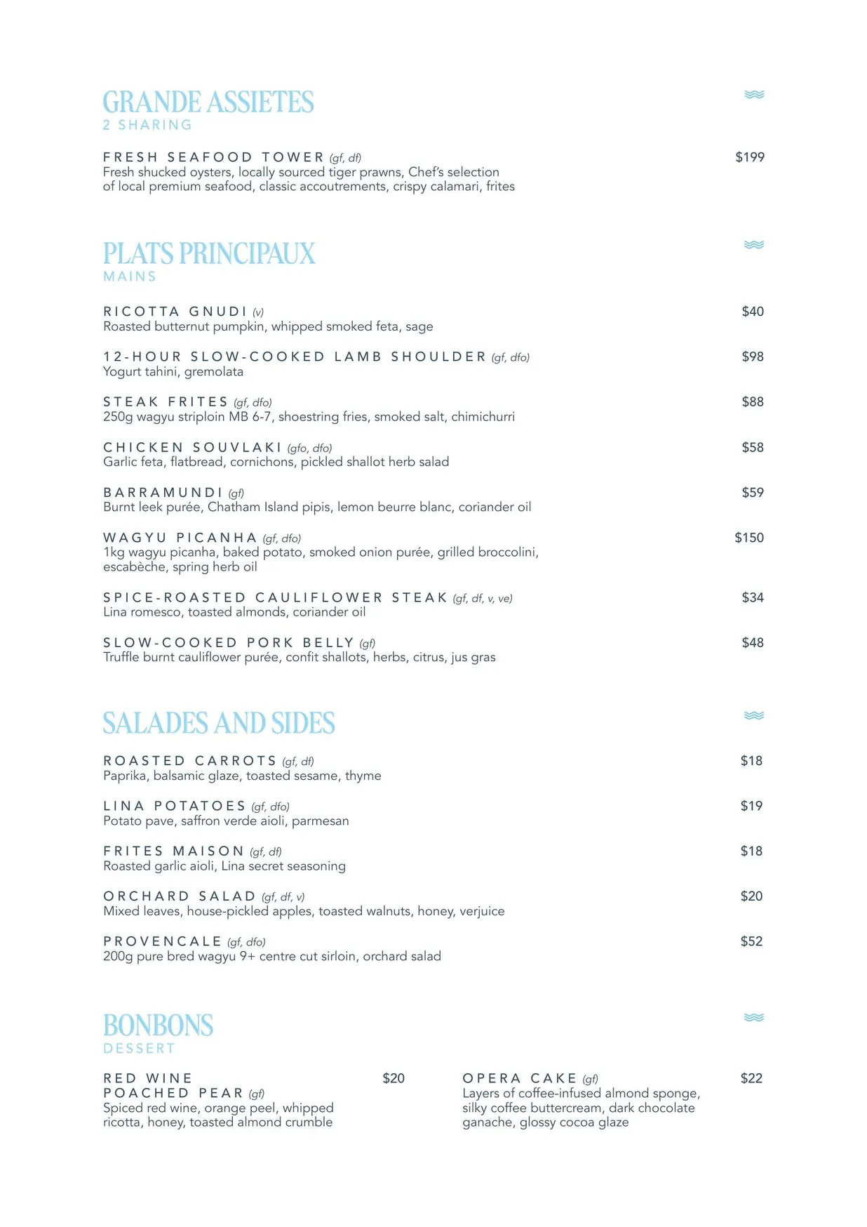 Lina Rooftop menu, page 2