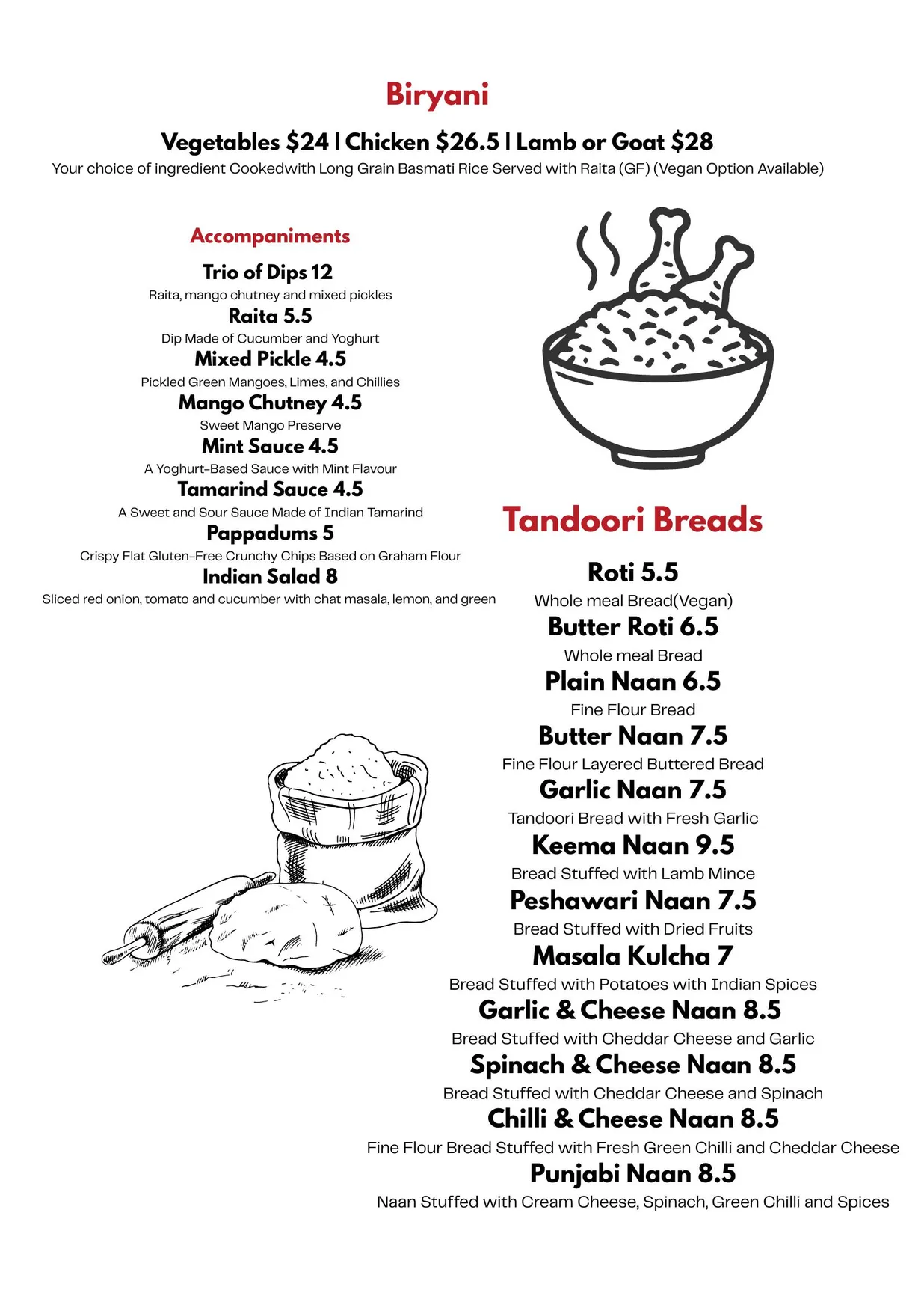 Indian Mehfil menu, page 5