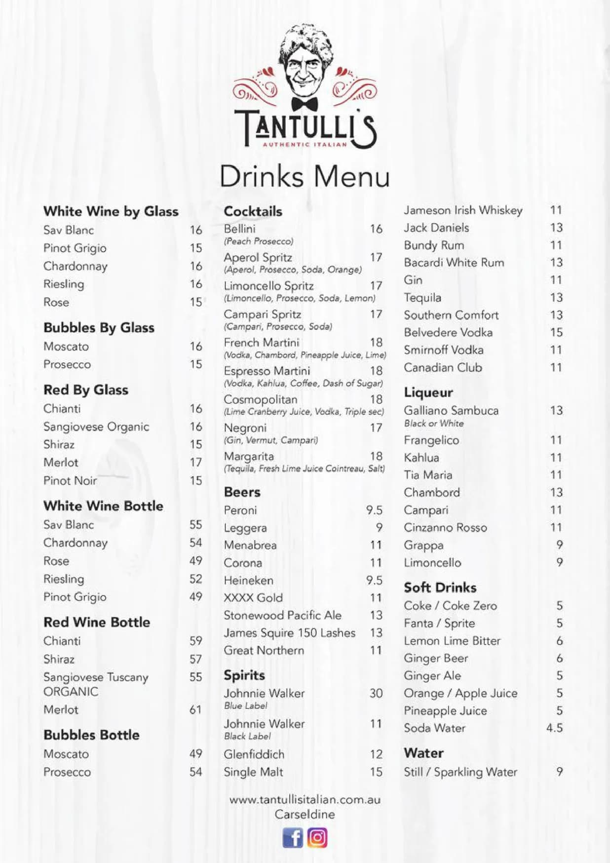Tantulli’s Italian menu, page 3
