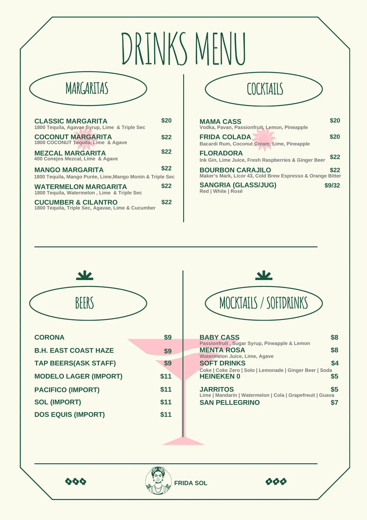 Frida Sol menu, page 2