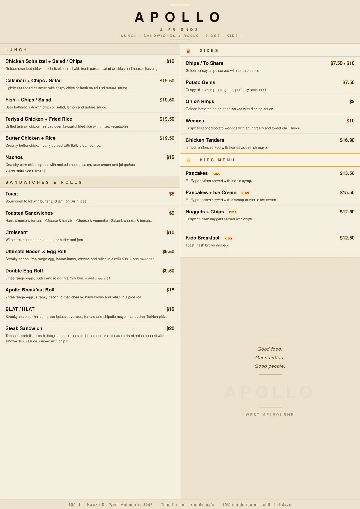 Apollo Cafe menu, page 2