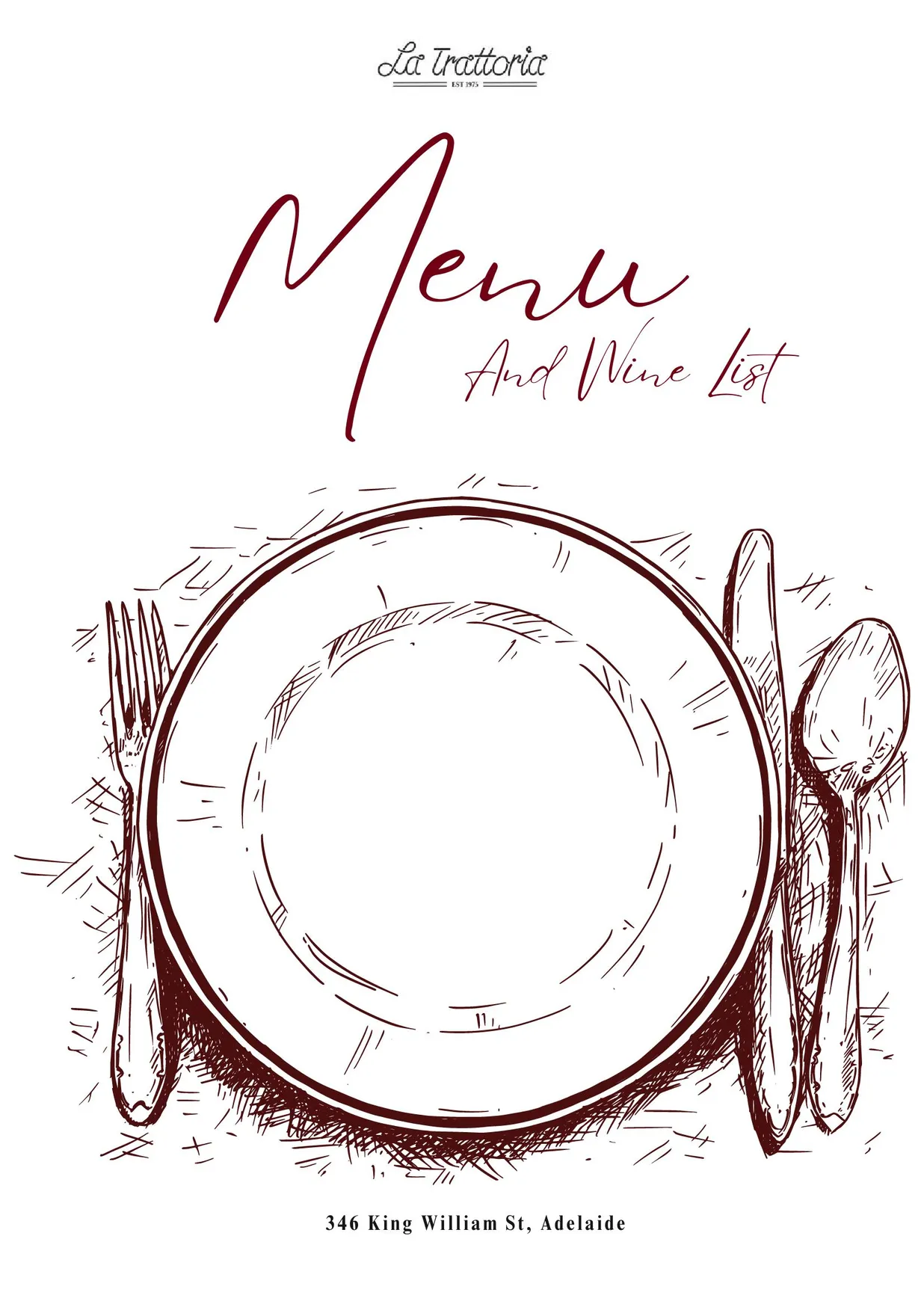 La Trattoria menu, page 1