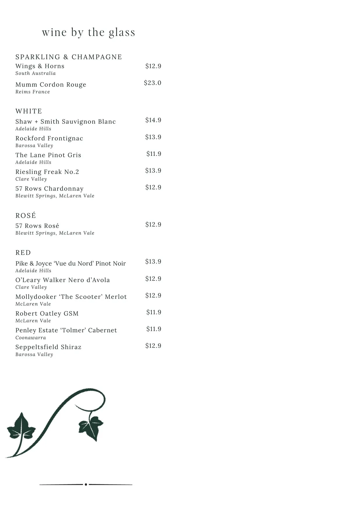 Ember & Vine menu, page 12