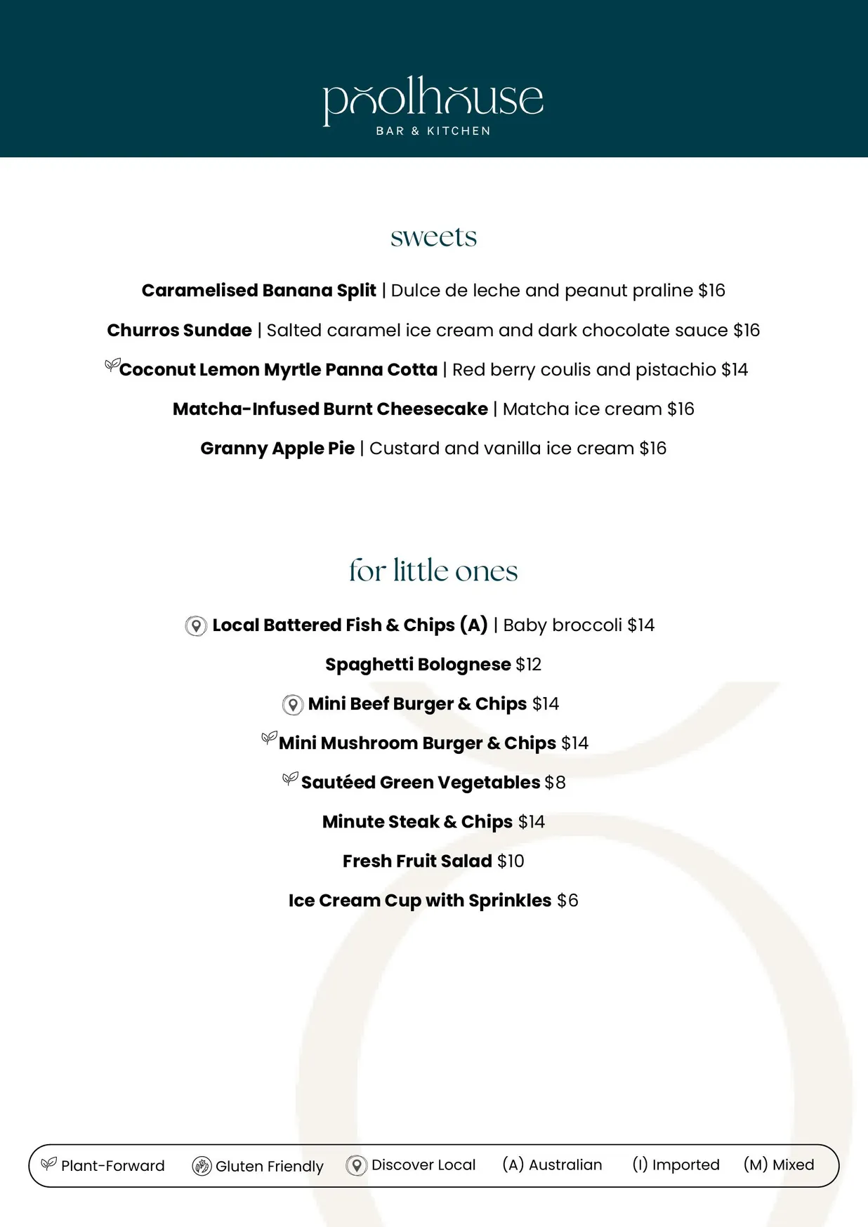 Poolhouse Bar & Kitchen menu, page 4