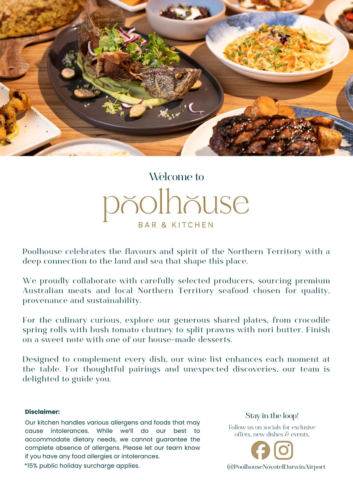 Poolhouse Bar & Kitchen menu, page 1