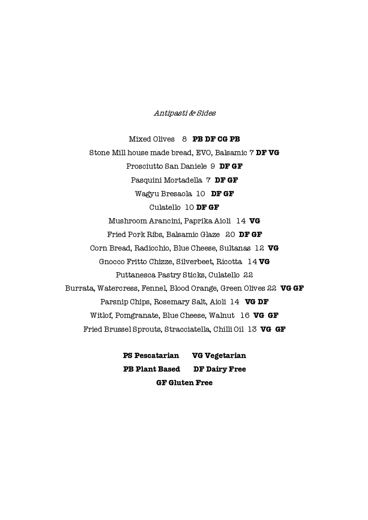 I Maccheroni menu, page 1