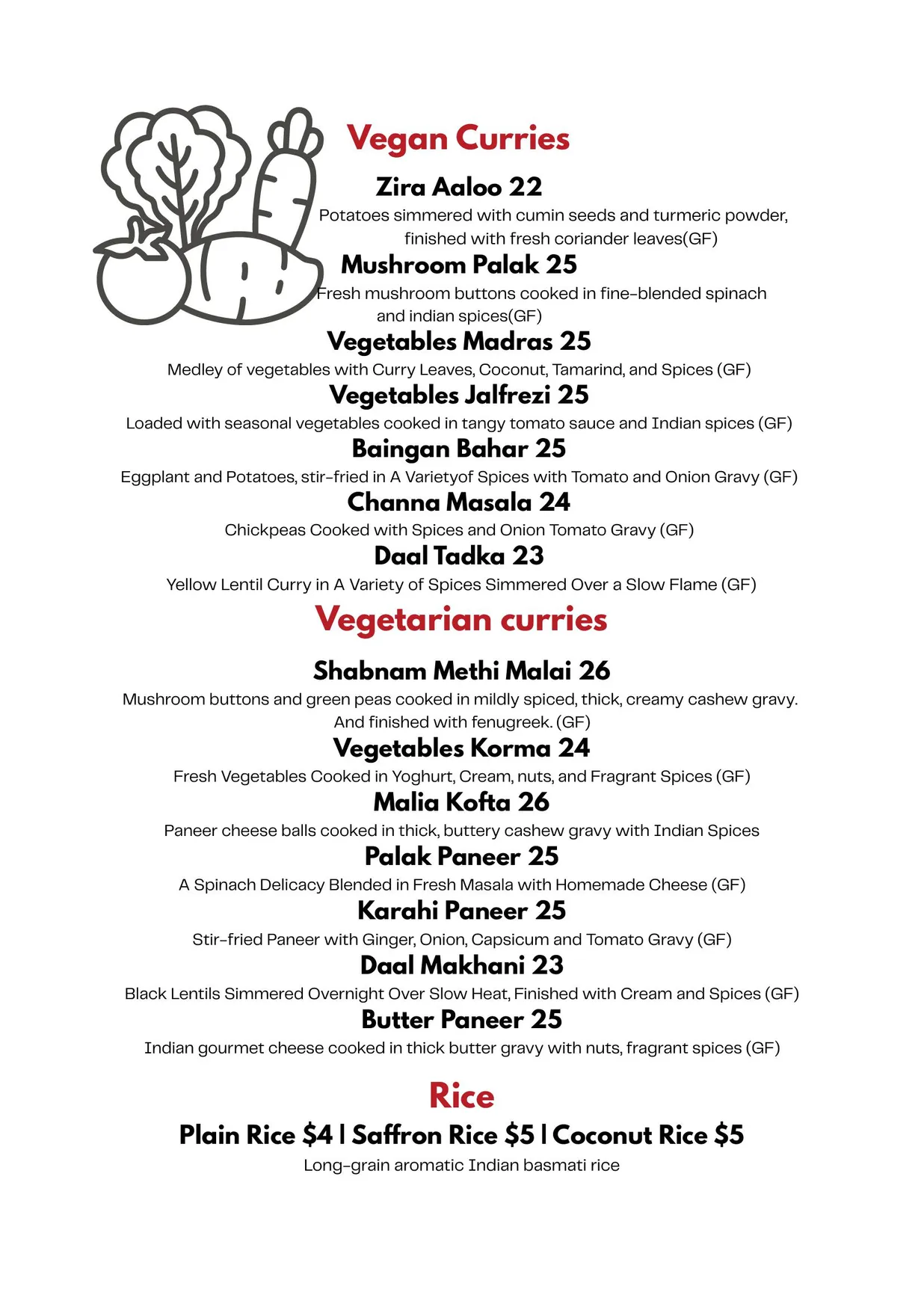 Indian Mehfil menu, page 4