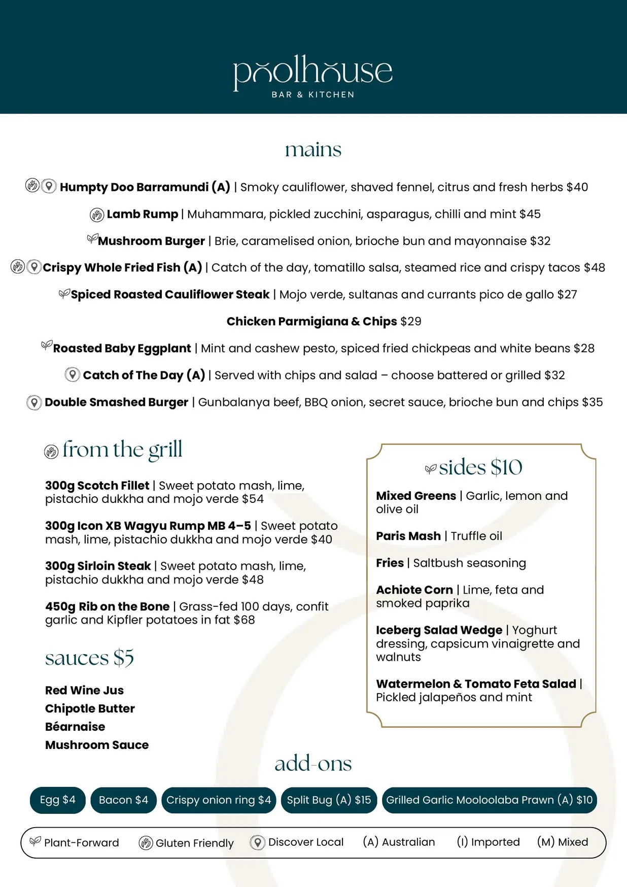 Poolhouse Bar & Kitchen menu, page 3
